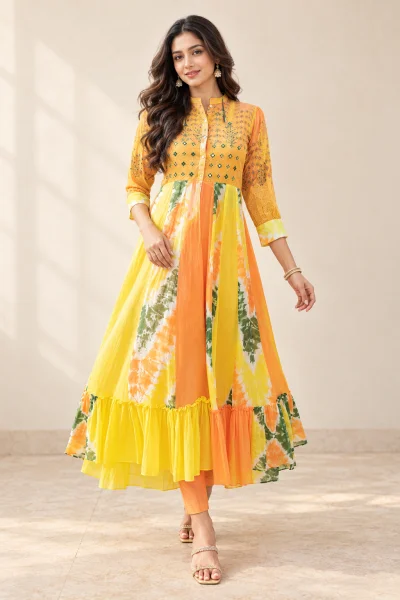 Citrus Panel Kurta Set